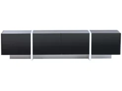 Meuble Tv à Panneau Bas Avec Jambes à Blocs De Couleur En Noir Et Blanc Laqué -Meilleur Meubles Magasin meuble tv 24393085