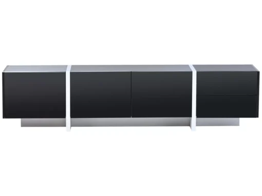 Meuble Tv à Panneau Bas Avec Jambes à Blocs De Couleur En Noir Et Blanc Laqué -Meilleur Meubles Magasin meuble tv 24393085