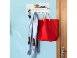 Penderie Porte-manteaux Mural, étagère Avec 1 Tablette Et 7 Crochets En Inox Acier, FRG54-W -Meilleur Meubles Magasin petit rangement et accessoire chambre 19160351