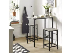 Set De 1 Table + 2 Tabourets Table Mange-debout Table Haute Cuisine, Ogt10-hg -Meilleur Meubles Magasin salle a manger complete 18002793