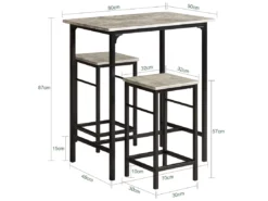 Set De 1 Table + 2 Tabourets Table Mange-debout Table Haute Cuisine, Ogt10-hg -Meilleur Meubles Magasin salle a manger complete 18002799