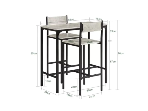 Ensemble Table De Bar + 2 Chaises Set De 1 Table + 2 Tabouret Haut De Bar Table Haute, Ogt03-hg -Meilleur Meubles Magasin salle a manger complete 18002805