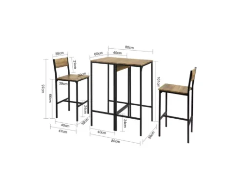 Ensemble 2 Tables Hautes Et 2 Chaises De Bar Table De Bar Et Tabouret De Bar, Ogt42-f -Meilleur Meubles Magasin salle a manger complete 19359635