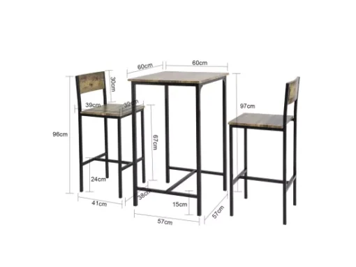 Ensemble Table De Bar + 2 Chaises De Bar Table Mange-Debout Table Haute Cuisine Set, OGT27-N -Meilleur Meubles Magasin salle a manger complete 19380601