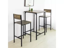 Ensemble Table De Bar + 2 Chaises De Bar Table Mange-Debout Table Haute Cuisine Set, OGT27-N -Meilleur Meubles Magasin salle a manger complete 19380603