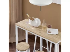 Ensemble Table De Bar Bistrot + 4 Tabourets De Bar Avec Repose-pieds Table Mange-debout, Ogt22-wn -Meilleur Meubles Magasin salle a manger complete 19397991