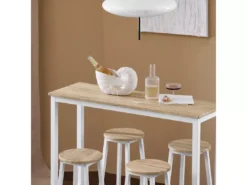 Ensemble Table De Bar Bistrot + 4 Tabourets De Bar Avec Repose-pieds Table Mange-debout, Ogt22-wn -Meilleur Meubles Magasin salle a manger complete 19397993