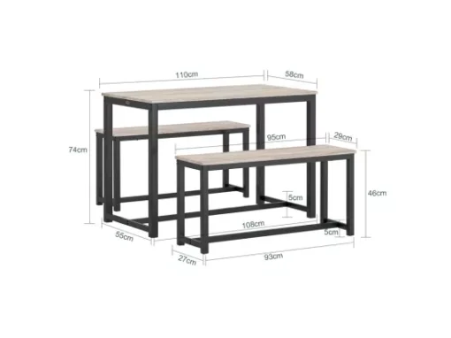 Ensemble Table À Manger Et 2 Bancs, Table De Cuisine Pour Salle À Manger, Salon, Balcon, Ogt25-hn -Meilleur Meubles Magasin salle a manger complete 19398031