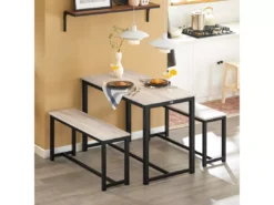 Ensemble Table À Manger Et 2 Bancs, Table De Cuisine Pour Salle À Manger, Salon, Balcon, Ogt25-hn -Meilleur Meubles Magasin salle a manger complete 19398033