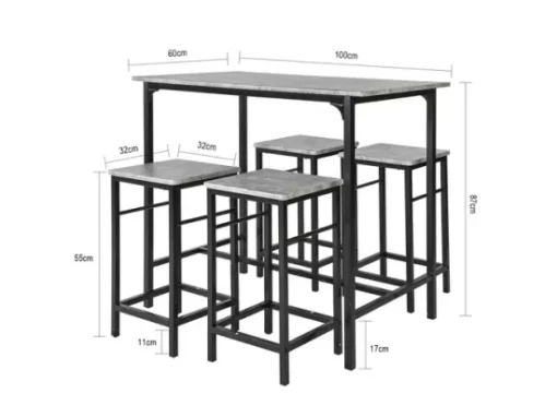 Set De 1 Table + 4 Tabourets Ensemble Table De Bar + 4 Tabourets Avec Repose-Pieds, OGT11-HG -Meilleur Meubles Magasin salle a manger complete 19398733