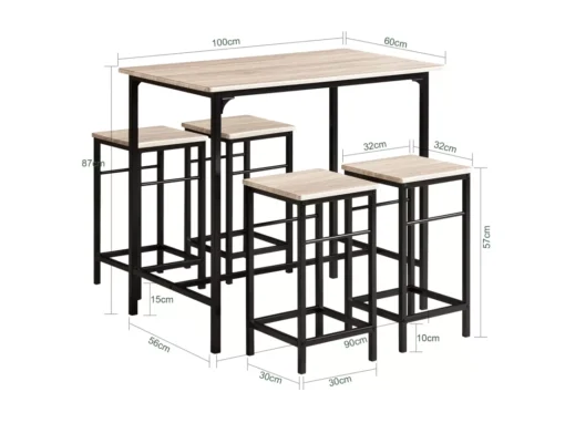 Set De 1 Table + 4 Tabourets Ensemble Table De Bar Mange-debouthaute Cuisine, OGT11-N -Meilleur Meubles Magasin salle a manger complete 19399121