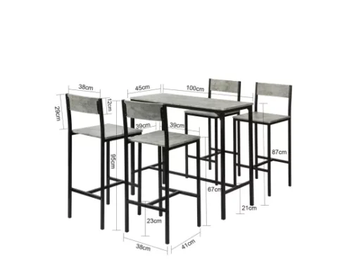 Set De 1 Table + 4 Chaises Ensemble Table De Bar,Ogt14-hg -Meilleur Meubles Magasin salle a manger complete 19399195
