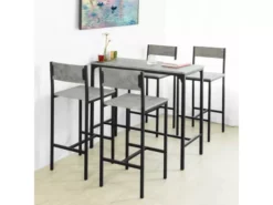 Set De 1 Table + 4 Chaises Ensemble Table De Bar,Ogt14-hg -Meilleur Meubles Magasin salle a manger complete 19399197