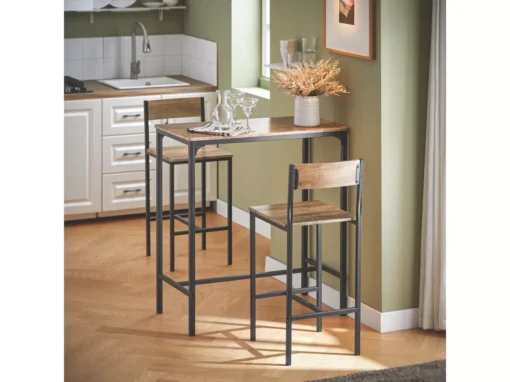 Lot Table Et Chaises De Bar De Style Industriel Ensemble Table De Bar + 2Haute Chaise, OGT03-XL -Meilleur Meubles Magasin salle a manger complete 22988305
