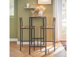 Lot Table Et Chaises De Bar De Style Industriel Ensemble Table De Bar + 2Haute Chaise, OGT03-XL -Meilleur Meubles Magasin salle a manger complete 22988307