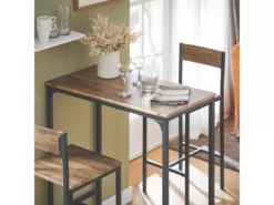 Lot Table Et Chaises De Bar De Style Industriel Ensemble Table De Bar + 2Haute Chaise, OGT03-XL -Meilleur Meubles Magasin salle a manger complete 22988309