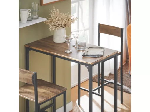 Lot Table Et Chaises De Bar De Style Industriel Ensemble Table De Bar + 2Haute Chaise, OGT03-XL -Meilleur Meubles Magasin salle a manger complete 22988309