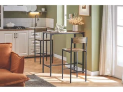 Lot Table Et Chaises De Bar De Style Industriel Ensemble Table De Bar + 2Haute Chaise, OGT03-XL -Meilleur Meubles Magasin salle a manger complete 22988319