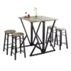 Set De 1 Table + 4 Chaises Ensemble Table De Bar Bistrot + 4 Tabourets, OGT24-N -Meilleur Meubles Magasin salle a manger complete 23609425