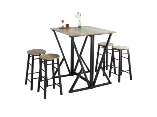 Set De 1 Table + 4 Chaises Ensemble Table De Bar Bistrot + 4 Tabourets, OGT24-N -Meilleur Meubles Magasin salle a manger complete 23609425