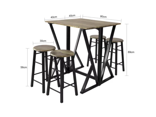Set De 1 Table + 4 Chaises Ensemble Table De Bar Bistrot + 4 Tabourets, OGT24-N -Meilleur Meubles Magasin salle a manger complete 23609427