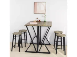 Set De 1 Table + 4 Chaises Ensemble Table De Bar Bistrot + 4 Tabourets, OGT24-N -Meilleur Meubles Magasin salle a manger complete 23609429