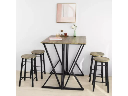 Set De 1 Table + 4 Chaises Ensemble Table De Bar Bistrot + 4 Tabourets, OGT24-N -Meilleur Meubles Magasin salle a manger complete 23609429