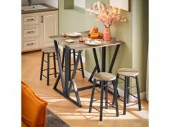 Set De 1 Table + 4 Chaises Ensemble Table De Bar Bistrot + 4 Tabourets, OGT24-N -Meilleur Meubles Magasin salle a manger complete 23609443