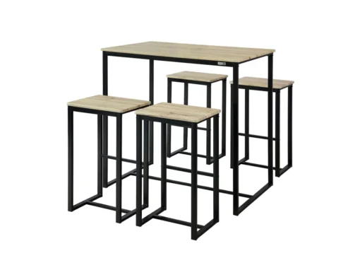 Set De 1 Table + 4 Tabourets Ensemble Table De Bar+4 Tabourets De Bar Avec Repose-Pieds, OGT15-N -Meilleur Meubles Magasin salle a manger complete 23609729