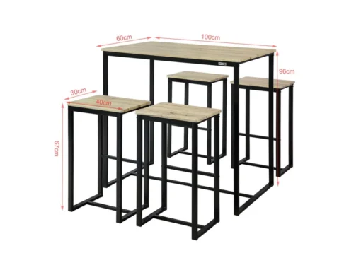Set De 1 Table + 4 Tabourets Ensemble Table De Bar+4 Tabourets De Bar Avec Repose-Pieds, OGT15-N -Meilleur Meubles Magasin salle a manger complete 23609731