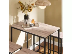 Set De 1 Table + 4 Tabourets Ensemble Table De Bar+4 Tabourets De Bar Avec Repose-Pieds, OGT15-N -Meilleur Meubles Magasin salle a manger complete 23609741