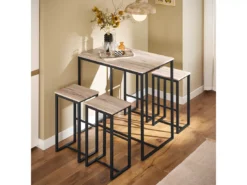 Set De 1 Table + 4 Tabourets Ensemble Table De Bar+4 Tabourets De Bar Avec Repose-Pieds, OGT15-N -Meilleur Meubles Magasin salle a manger complete 23609747