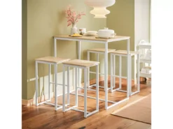 Set De 1 Table + 4 Tabourets Ensemble Table De Bar Bistrot, Ogt15-wn -Meilleur Meubles Magasin salle a manger complete 23609767