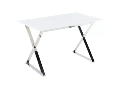 Table à Manger En Verre Et Acier Blanc Et Argenté ATTICA -Meilleur Meubles Magasin table a manger 12644821