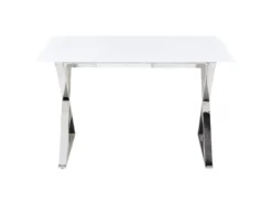 Table à Manger En Verre Et Acier Blanc Et Argenté ATTICA -Meilleur Meubles Magasin table a manger 12644823