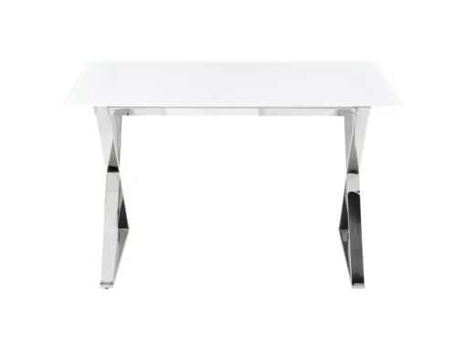 Table à Manger En Verre Et Acier Blanc Et Argenté ATTICA -Meilleur Meubles Magasin table a manger 12644823