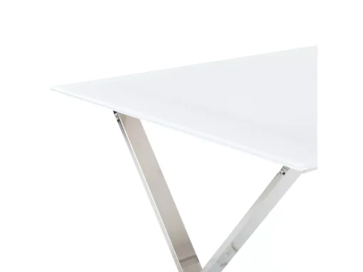 Table à Manger En Verre Et Acier Blanc Et Argenté ATTICA -Meilleur Meubles Magasin table a manger 12644825