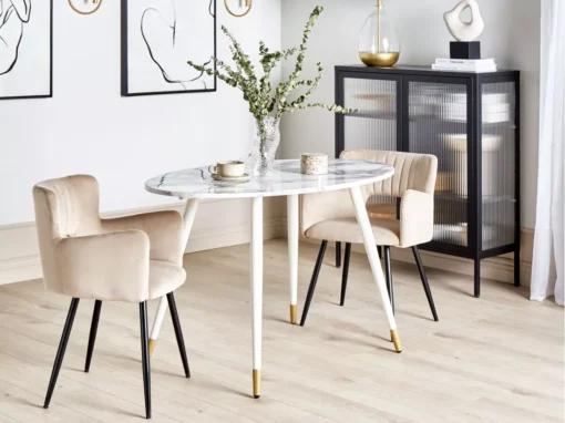 Table à Manger Effet Marbre Et Blanc 120 X 70 Cm GUTIERE -Meilleur Meubles Magasin table a manger 12652775