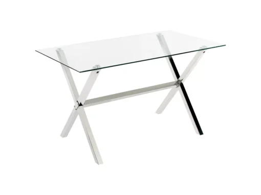 Table à Manger En Verre Et Acier Argenté FLORIN -Meilleur Meubles Magasin table a manger 12652875