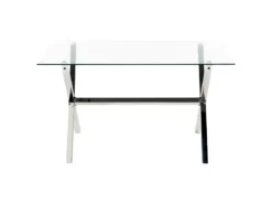 Table à Manger En Verre Et Acier Argenté FLORIN -Meilleur Meubles Magasin table a manger 12652877