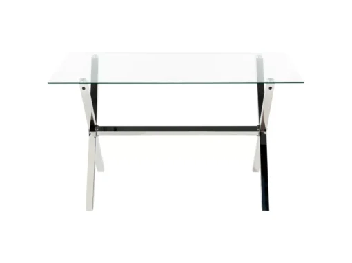 Table à Manger En Verre Et Acier Argenté FLORIN -Meilleur Meubles Magasin table a manger 12652877
