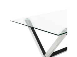 Table à Manger En Verre Et Acier Argenté FLORIN -Meilleur Meubles Magasin table a manger 12652879