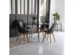 Table Ronde 120cm Noire MARTHA - HAPPY GARDEN -Meilleur Meubles Magasin table a manger 13090903