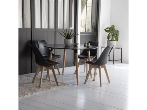Table Ronde 120cm Noire MARTHA - HAPPY GARDEN -Meilleur Meubles Magasin table a manger 13090903