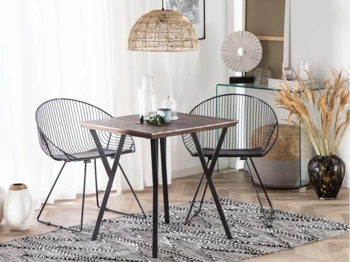 Table 70 X 70 Cm Bois Foncé Et Noir BRAVO -Meilleur Meubles Magasin table a manger 16223095