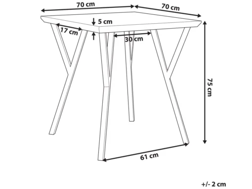 Table 70 X 70 Cm Bois Foncé Et Noir BRAVO -Meilleur Meubles Magasin table a manger 16223097
