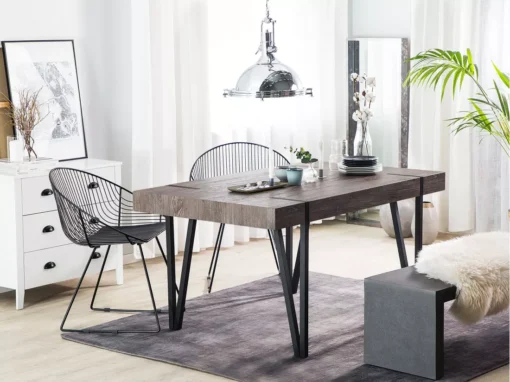 Table 180 X 90 Cm Bois Foncé Et Noir ADENA -Meilleur Meubles Magasin table a manger 16223729