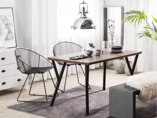 Table 140 X 80 Cm Bois Foncé Et Noir BRAVO -Meilleur Meubles Magasin table a manger 16224647