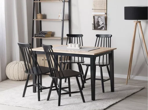 Table Marron Clair/noire 120 X 75 Cm HOUSTON -Meilleur Meubles Magasin table a manger 16224713