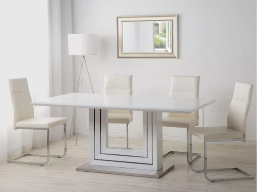 Table En Acier Blanc 180 X 90 Cm KALONA -Meilleur Meubles Magasin table a manger 16226153